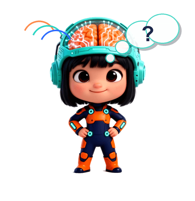 Nova looking at emotion clues in a playful blue scene